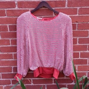 VTG Vintage valentino red white sequined striped blouse Amen Wardy